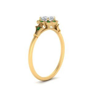 Birthday Gifts for 14 Year Old Friend Birthday Gifts Cocktail Rings for Women Jewelry Wedding Dress Matching Ring Diamond Ring Yellow Gold Plated Created Emerald Cushion Shape Size 9