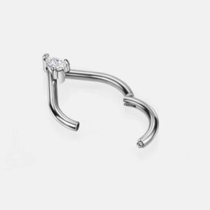 FANSING Titanium Septum Rings for Women 16 Gauge Septum Clicker Clear Cubic Zirconia Septum Piercing Rings 16g Septum Jewelry 8mm Teardrop Septum Ring Hoop