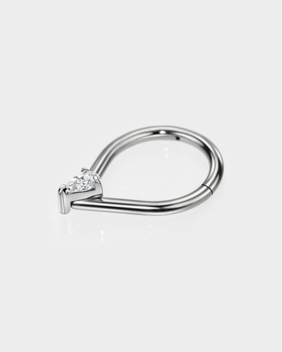 FANSING Titanium Septum Rings for Women 16 Gauge Septum Clicker Clear Cubic Zirconia Septum Piercing Rings 16g Septum Jewelry 8mm Teardrop Septum Ring Hoop