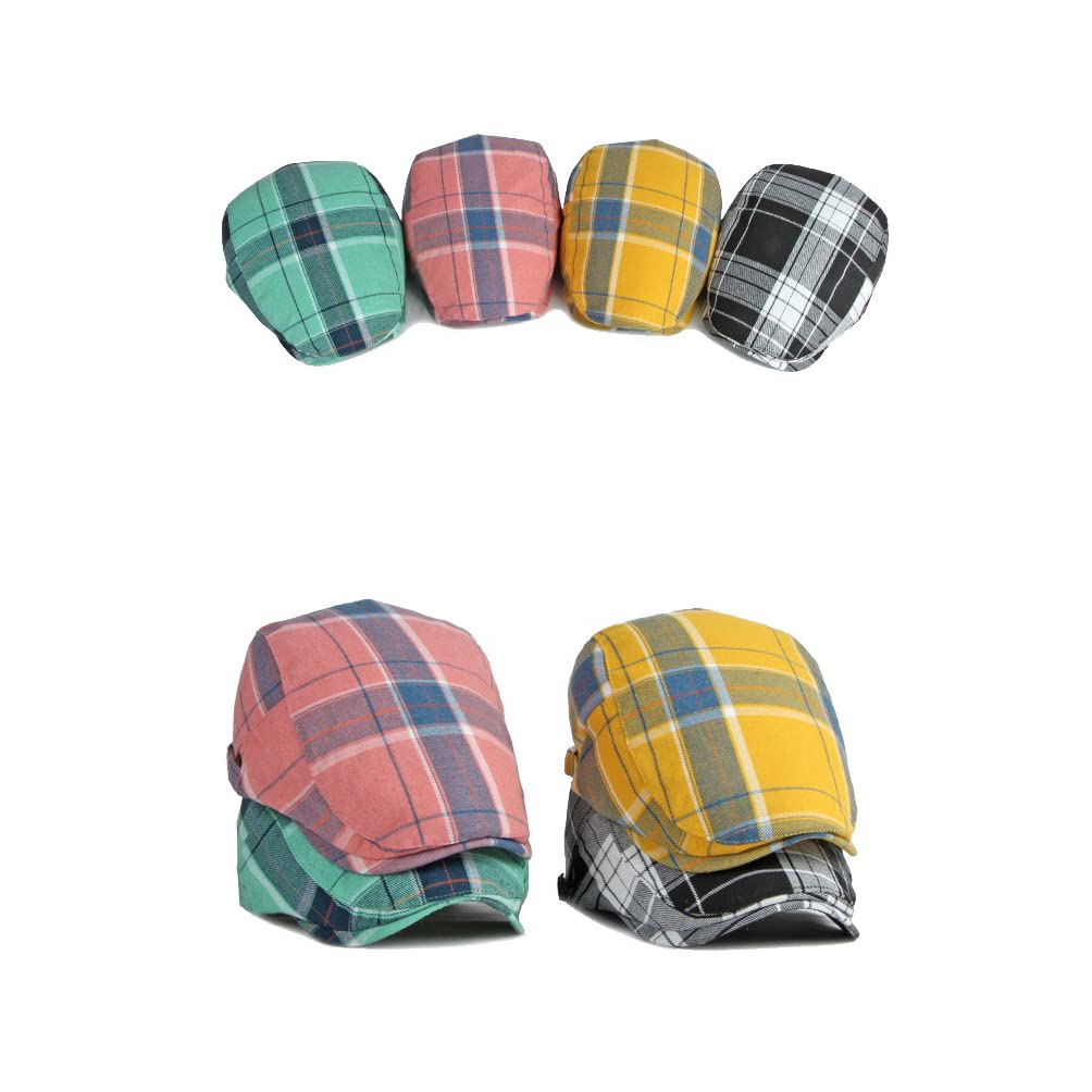 WITHMOONS Adjustable Colorful Plaid Flat Cap Newsboy Cabbie Golf Beret Hat YZ30109 (Green)