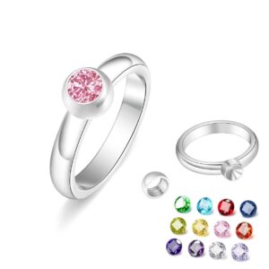 birthstone rings for women cz crystal rings for girls stainless steel rings cute pinky ring for teen girls aesthetic jewelry