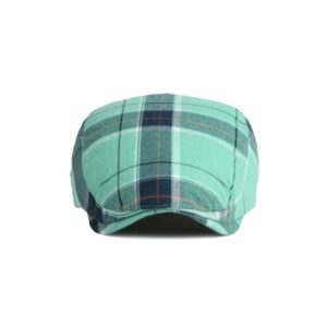 WITHMOONS Adjustable Colorful Plaid Flat Cap Newsboy Cabbie Golf Beret Hat YZ30109 (Green)