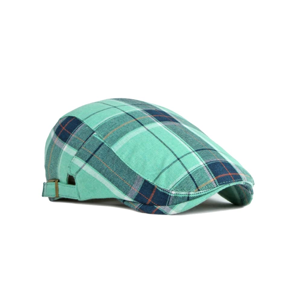 WITHMOONS Adjustable Colorful Plaid Flat Cap Newsboy Cabbie Golf Beret Hat YZ30109 (Green)