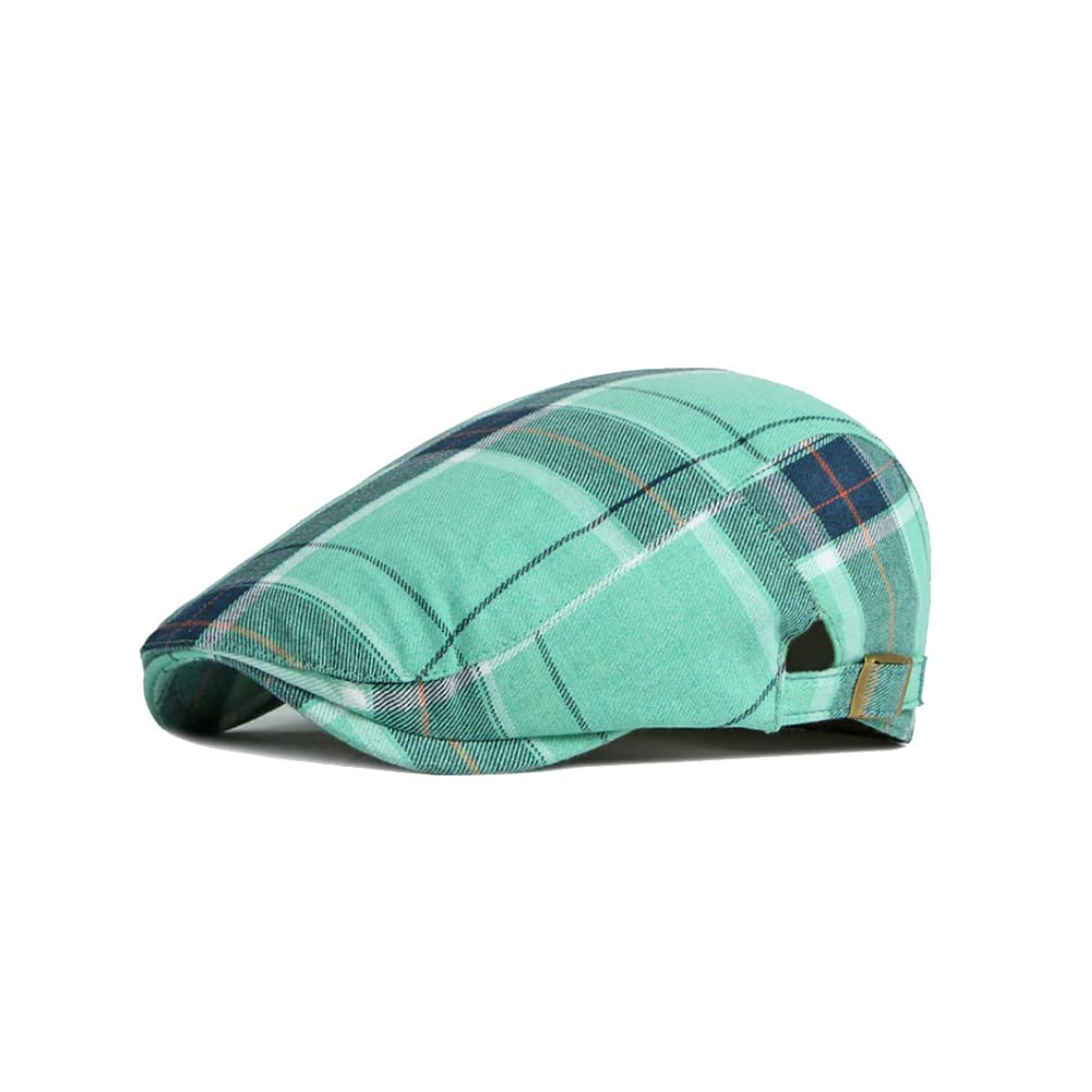 WITHMOONS Adjustable Colorful Plaid Flat Cap Newsboy Cabbie Golf Beret Hat YZ30109 (Green)