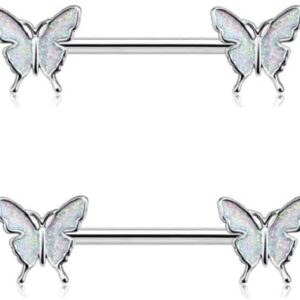 2022 Charm Butterfly Nipple Barbell 14g Colorful Charming Nipple Piercing Animals Jewelry Nipple Ring Bar Body Piercing Jewelry for Women -Style 1