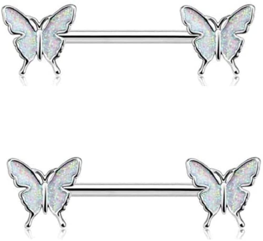 2022 Charm Butterfly Nipple Barbell 14g Colorful Charming Nipple Piercing Animals Jewelry Nipple Ring Bar Body Piercing Jewelry for Women -Style 1