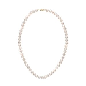 6.5-7.0 mm 16 Inch AAA White Freshwater Cultured Pearl Necklace 14K Yellow Gold