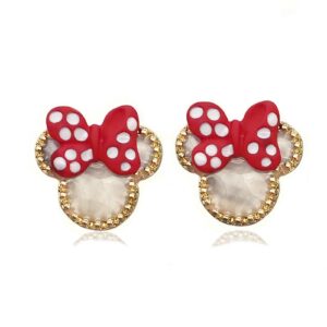 S925 Silver Cute small Mouse Stud Earrings,Delicate Red Cute Bow Mouse Animal Stud Earrings for Women Daily Wear Holiday Birthday Gifts