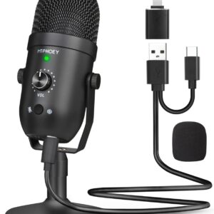 Podcast Microphone for Phone, MTPHOEY Professional USB Microphone forTikTok/PC/Pad/PS4/i*O*S/Android,Computer Mic with Noise Cancelling,Asmr Microphone Plug and Play for Streaming,Podcast,Gaming