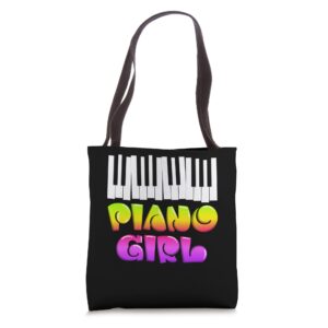 piano lover girl instrumental sound music tote bag