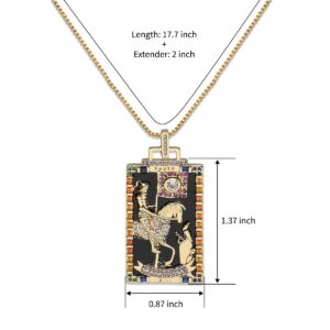 SELENICHAST Tarot Card Necklace Gold Plated Vintage Necklace Good Luck Amulet Tarot Pendant Necklace for Women Men Gifts (Death)