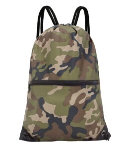 holyluck drawstring backpack bag sport gym sackpack (jungle camo)