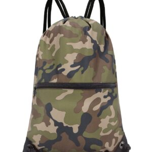 HOLYLUCK Drawstring Backpack Bag Sport Gym Sackpack (jungle camo)