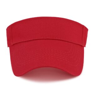 Womens Visor Hats Unisex Sun Visor Cotton Twill Adjustable Sun Caps Summer UV Protection Hat for Sports Red One Size