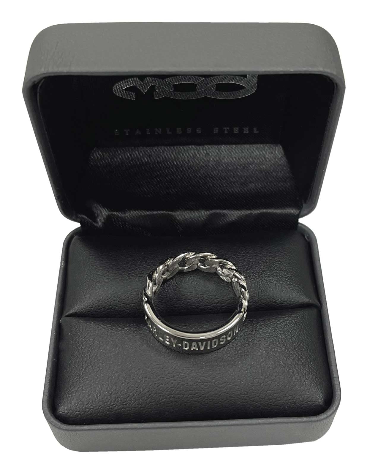 Harley-Davidson Women's H-D Script Bar Curb Link Ring - Stainless Steel (6)