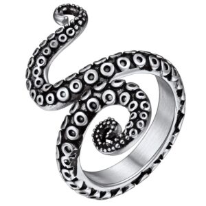 chainshouse octopus ring stainless steel for men women cocktail ring size 8 vintage rings