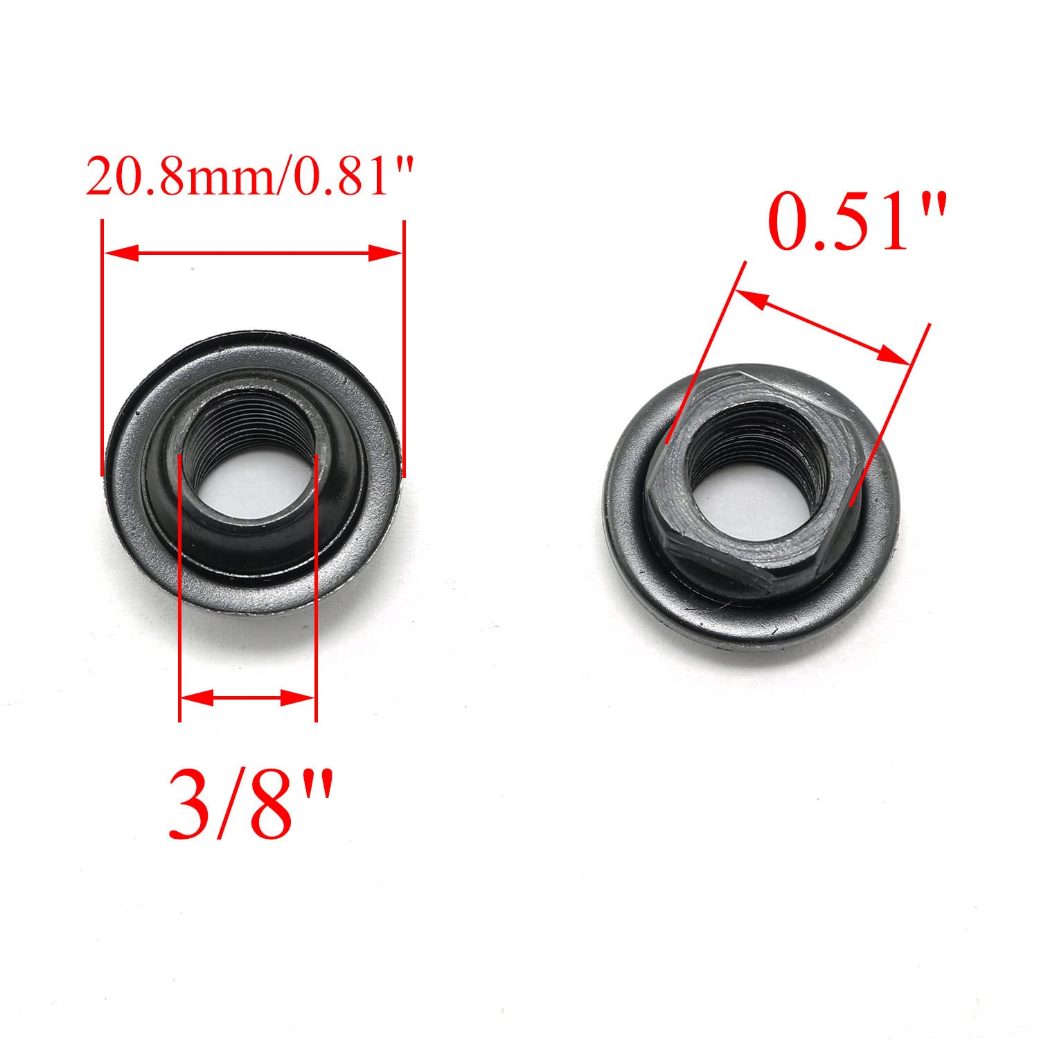 WELWIK 2PCS 3/8x26T Front Axle Nut, Bike Bicycle Axle Nuts, Hub Nuts, Bike Bicycle Front Axle Nuts Hub Nuts, Cone Nuts Dust Protector, Small