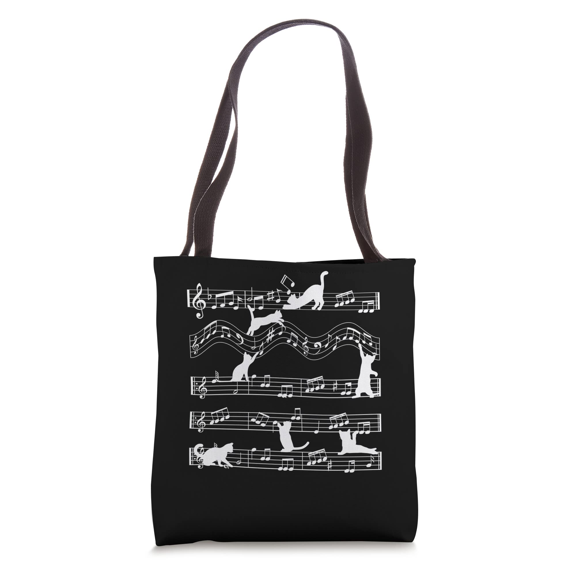 The Cat And Musical Note Instrumental Sounds Music Tote Bag