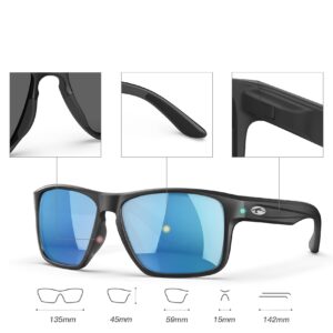 Konlley Floating Polarized Sunglasses, Water Sports Sunglasses for Men and Women, Anti-Seawater Buoyant Sunglasses (Matte Black Frame/Ice Blue Mirrored Lens)