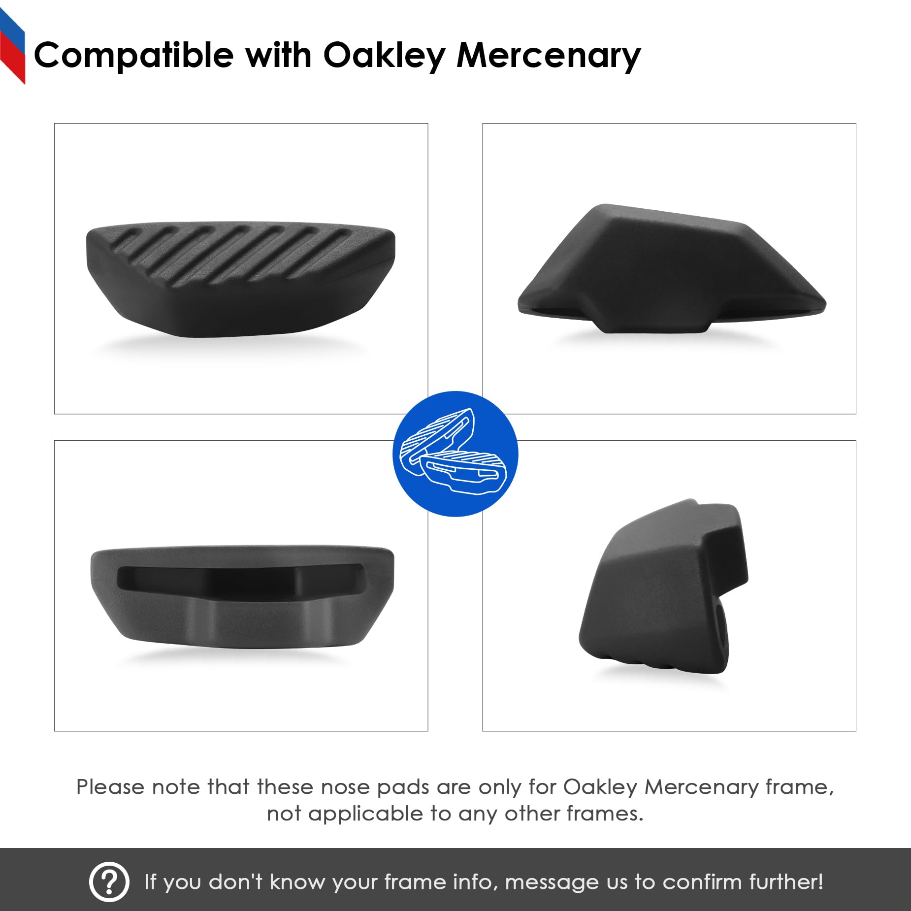 BLAZERBUCK Replacement Nose Pads Nose Piece for Oakley Mercenary OO9424 Sunglasses - Standard Black + Low Bridge Black