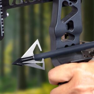 DEEPOWER Archery Broadheads 100 Grain 12 Pack 3 Blades Hunting Arrow Heads Arrow Tips Compatible with Crossbow and Compound Bow 1+1/2 inch Cut