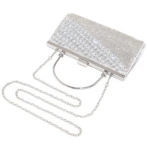 Yokawe Bling Crystals Clutch Purses for Women Rhinestone Tassel Evening Bag Wedding Party Prom Cocktail Handbags (Silver)