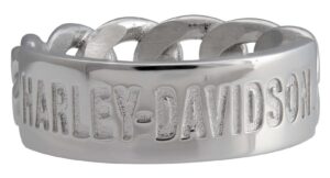 harley-davidson women's h-d script bar curb link ring - stainless steel (6)