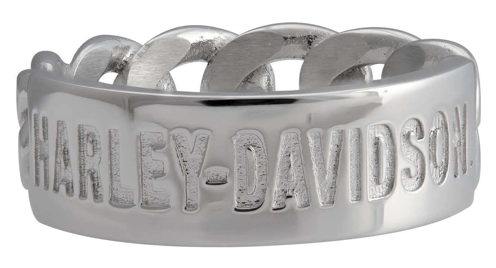 Harley-Davidson Women's H-D Script Bar Curb Link Ring - Stainless Steel (6)