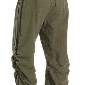 perdontoo Mens Casual Cotton Linen Pant Elastic Waist Drawstring Yoga Jogger Pants (3X-Large, Army Green)