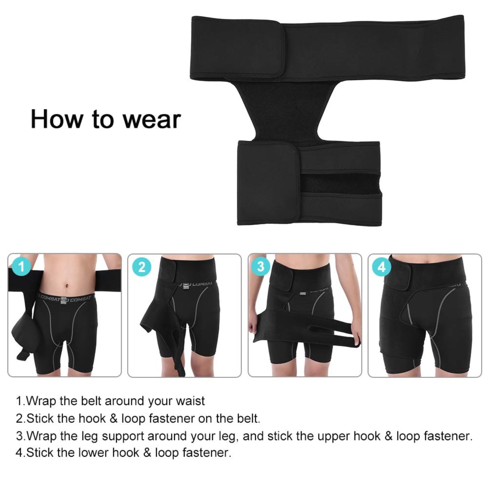 Adjustable Thigh Brace Support Hip Brace Muscle Strain Prevention Belt Sports Protector Stabilizer for Groin Hip Flexor Arthritis Bursitis Sciatic Nerve pain for Men Women