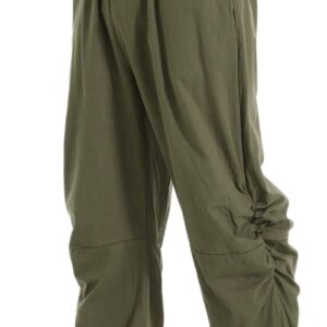 perdontoo Mens Casual Cotton Linen Pant Elastic Waist Drawstring Yoga Jogger Pants (3X-Large, Army Green)