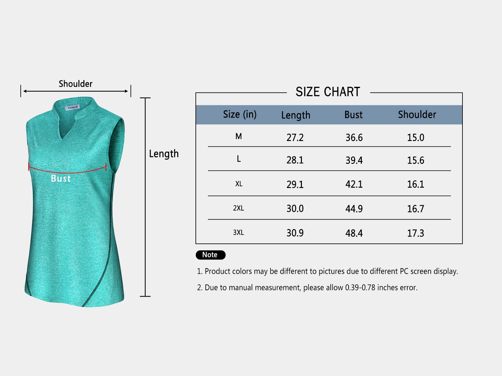 Vldnery Womens Polo Apparel Tops Moisture Wicking Athletic Workout Plus Size Sleeveless Tops Green (3XL)