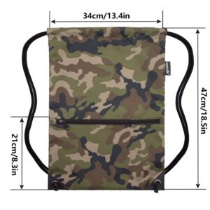 HOLYLUCK Drawstring Backpack Bag Sport Gym Sackpack (jungle camo)