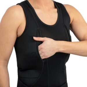 CCW Tactical Concealed Carry Holster Tank Top for Women | Secure Hook & Loop Pocket with Large Storage | All Season Moisture Wicking Compression Shirt | Womens Tank Top, Black, XXL