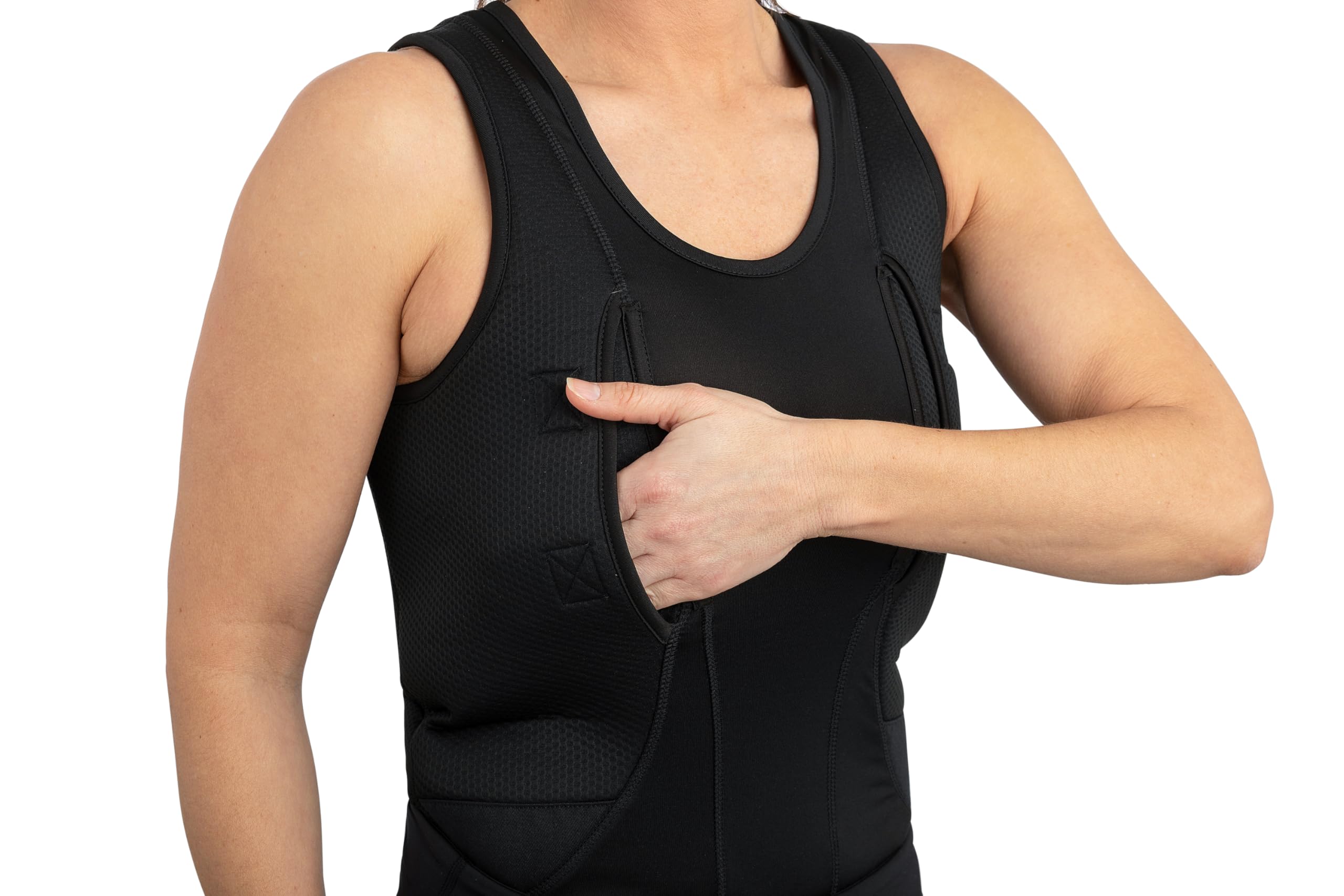 CCW Tactical Concealed Carry Holster Tank Top for Women | Secure Hook & Loop Pocket with Large Storage | All Season Moisture Wicking Compression Shirt | Womens Tank Top, Black, XXL