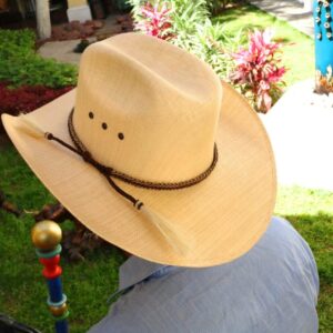 Panama Hat Genuine Horse Hair Double Tail Tassel Hat Band Cowboy Best Western Yellowstone Style - Adjustable Size - Brown and White