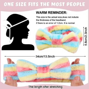 WILLBOND 24 Pack Spa Headband Bow Hair Band Facial Makeup Headband Women Face Wash Headband Adjustable Skincare Headbands Flannel Towel Soft Head Wraps for Women Shower Washing Face(Stylish Pattern)