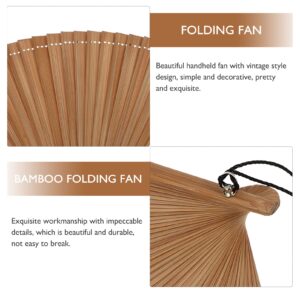 Gadpiparty Fan Handheld Paper Dancers Folding Big de Mano Blank Writing Paper Wedding Decoration Fringe Trim Wooden Decor Hand Decor Bamboo Decor Black Bamboo Cloth Tassel