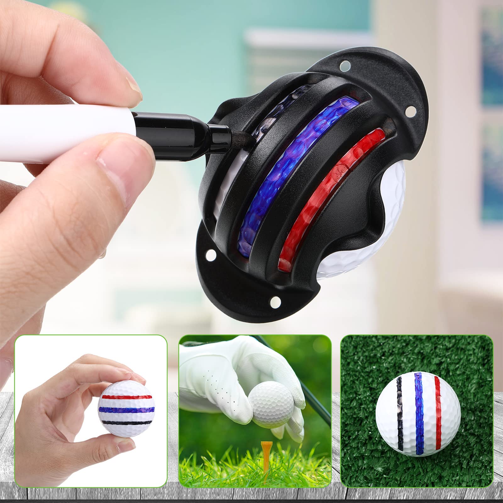 16 Packs Golf Ball Marker Golf Accessories 12 Golf Ball Marking Stencils Letter Stencils Kit Golf Ball Liner Line Marker Template 4 Color Line Markers Pens Golf Ball Alignment and Identification Tool