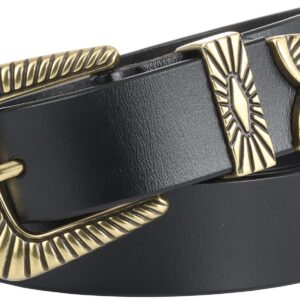 ALAIX Belts for women Women's Belts Silver Gold Buckle leather belts Black Western belts Jeans Pants belts for women