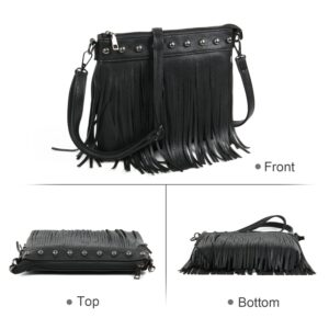 Emprier Women Hobo Fringe Crossbody Purse Vintage Small Tassel Shoulder Handbags