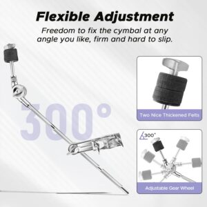 Starfavor Cymbal Boom Arm with Clamp, Grabber Cymbal Arm with 17.5" Solid Boom Arm, 360°Cymbal Extension Mount Clamp for Various Cymbal Stand, ST-800