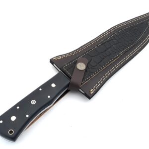 Nooraki - 15" Handmade Full Tang Hunting Knife with Leather Sheath, Multipurpose Bowie Knife with Micarta Handle for Everyday Carry, Outdoor Camping and Hunting