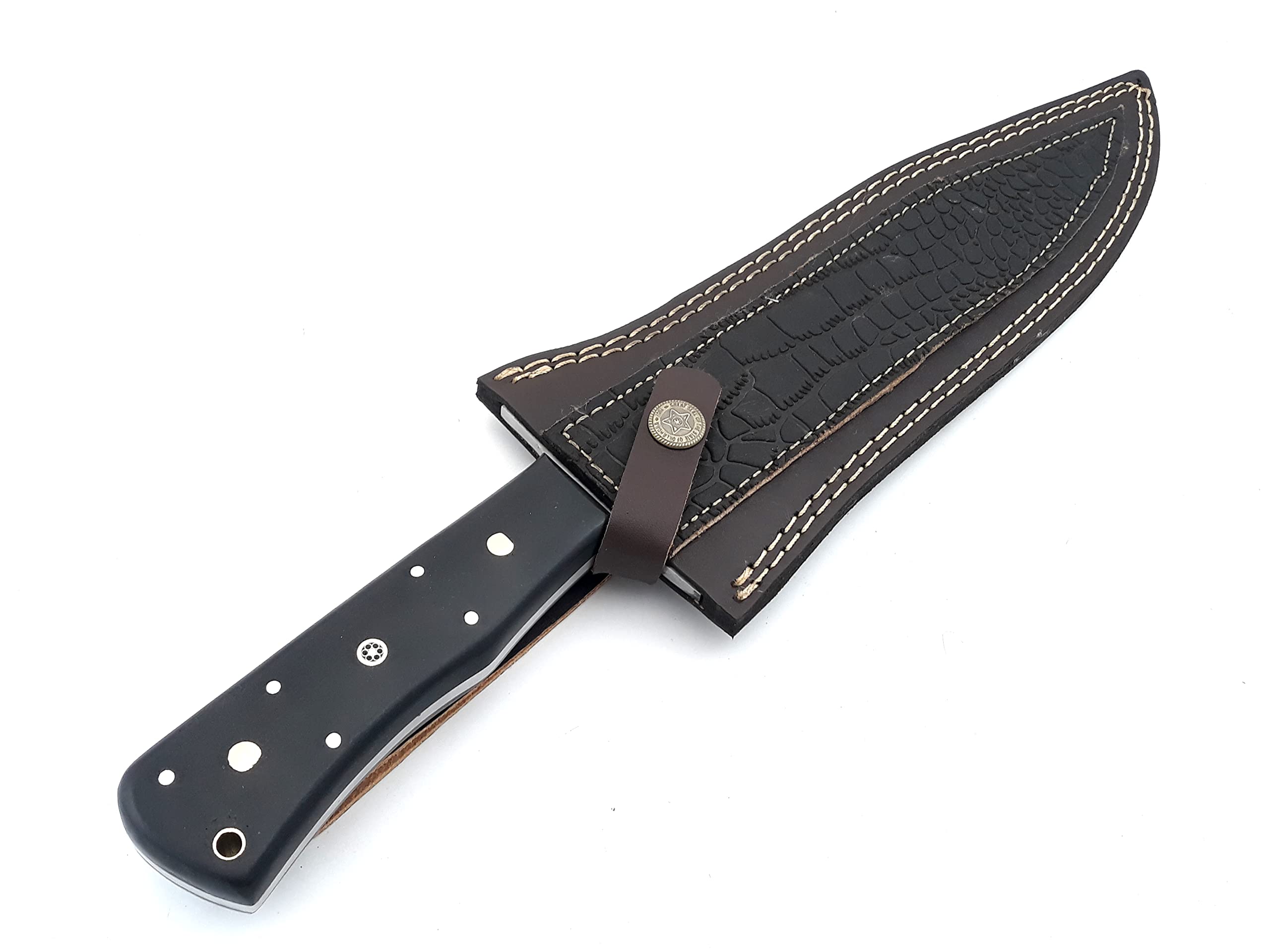 Nooraki - 15" Handmade Full Tang Hunting Knife with Leather Sheath, Multipurpose Bowie Knife with Micarta Handle for Everyday Carry, Outdoor Camping and Hunting