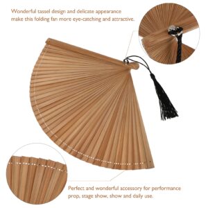 Gadpiparty Fan Handheld Paper Dancers Folding Big de Mano Blank Writing Paper Wedding Decoration Fringe Trim Wooden Decor Hand Decor Bamboo Decor Black Bamboo Cloth Tassel