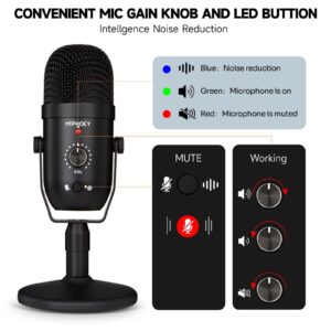 Podcast Microphone for Phone, MTPHOEY Professional USB Microphone forTikTok/PC/Pad/PS4/i*O*S/Android,Computer Mic with Noise Cancelling,Asmr Microphone Plug and Play for Streaming,Podcast,Gaming