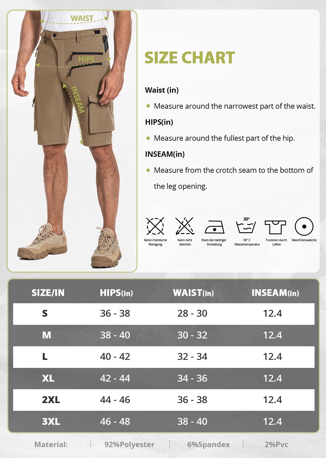 Hiauspor Men's Hiking Cargo Shorts Quick Dry Lightweight Casual Fishing Tactical Golf for Outdoor with 5 Pockets(Khaki, Medium)