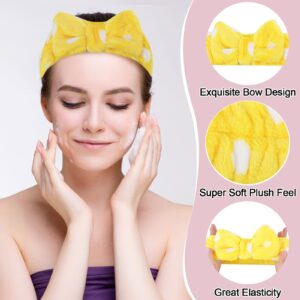 WILLBOND 24 Pack Spa Headband Bow Hair Band Facial Makeup Headband Women Face Wash Headband Adjustable Skincare Headbands Flannel Towel Soft Head Wraps for Women Shower Washing Face(Stylish Pattern)