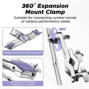 Starfavor Cymbal Boom Arm with Clamp, Grabber Cymbal Arm with 17.5" Solid Boom Arm, 360°Cymbal Extension Mount Clamp for Various Cymbal Stand, ST-800