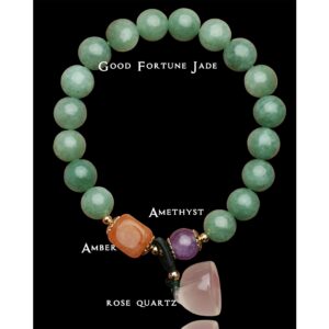 Fengshui Wealth Natural Jade Bracelet With Crystal Charm, Lucky Jade Bead Bracelet, Gemstone Friendship Bracelet, Healing Anxiety Real Green Jade Bangle for Men Women